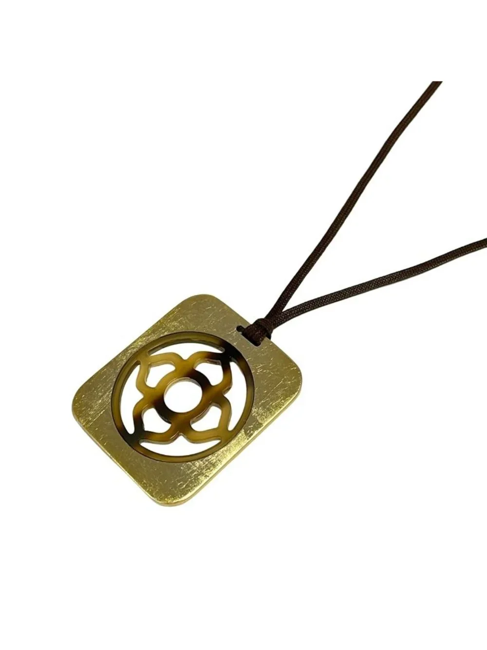 Hermes Necklace Lift GM Beige Dark Brown Gold